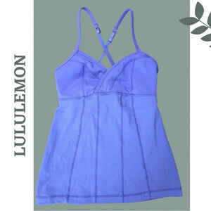 🛍️3/$40 Lululemon Purple Tank Top Built In Sports Bra Criss Cross Back Strap  4